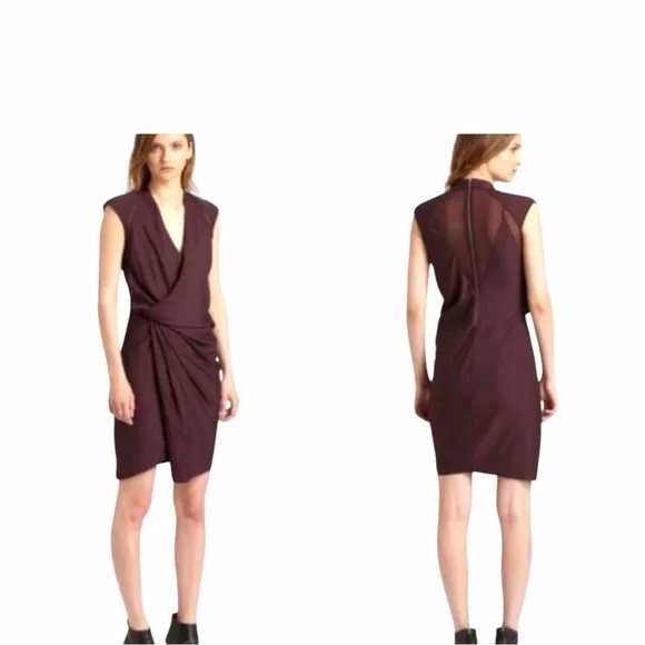 Helmut Lang Molten Drape Twist Front Dress Plum Burgundy Asymmetrical Cocktail 2 - Picture 16 of 16